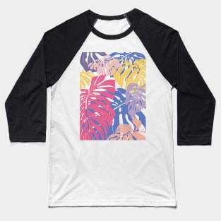 Abstract Colorful Monstera Leaves 21 Baseball T-Shirt